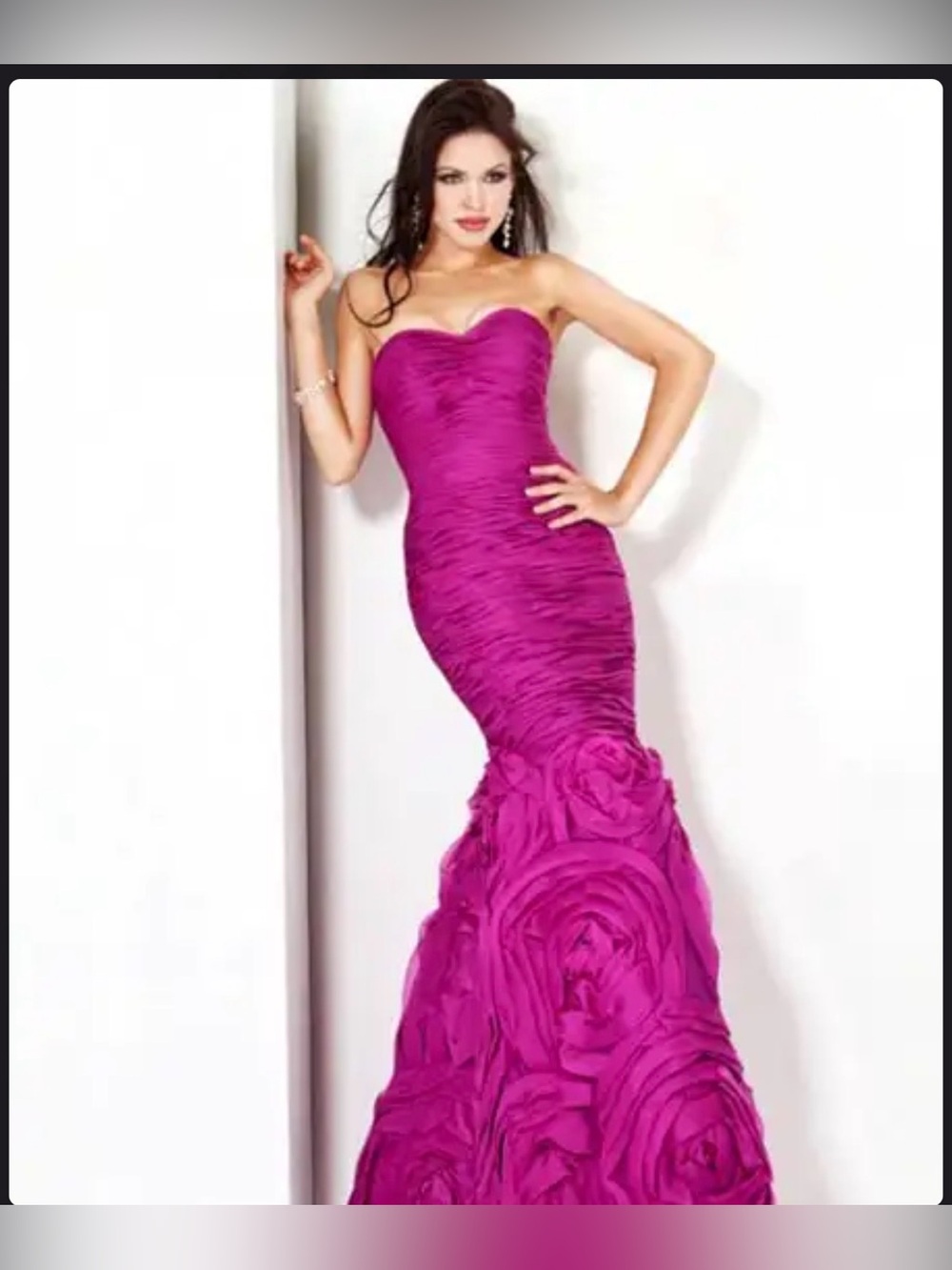 Jovani Strapless Mermaid Gown in Fuchsia Rose